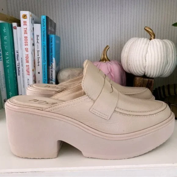 Matisse Footwear Kelly Platform Mule Oxford Cream Beige Minimalist Leather New 8 - Picture 3 of 13